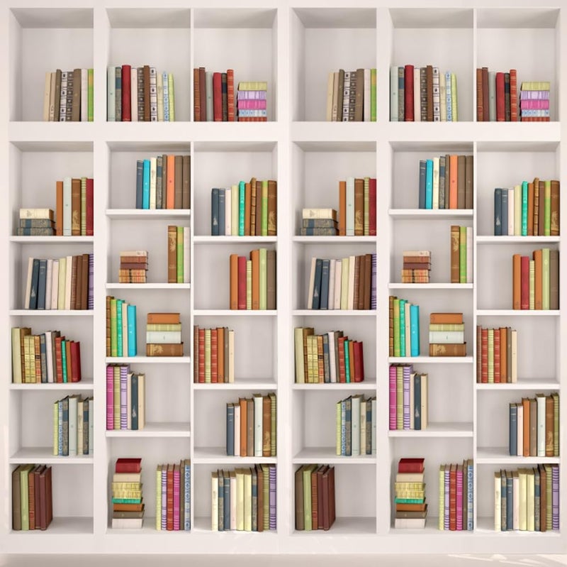 AOFOTO 6x6ft Modern School Bookcase Background Library Books Shelves Study Bookrack White Bookshelf Backdrop with Floor for Photography Students Teachers Portrait Photoshoot Vinyl Photo Studio Props - Image 2
